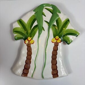 Dansk By The Sea Aloha Shirt Palm Tree Plate Hand Painted VTG Wall‎ Decor
